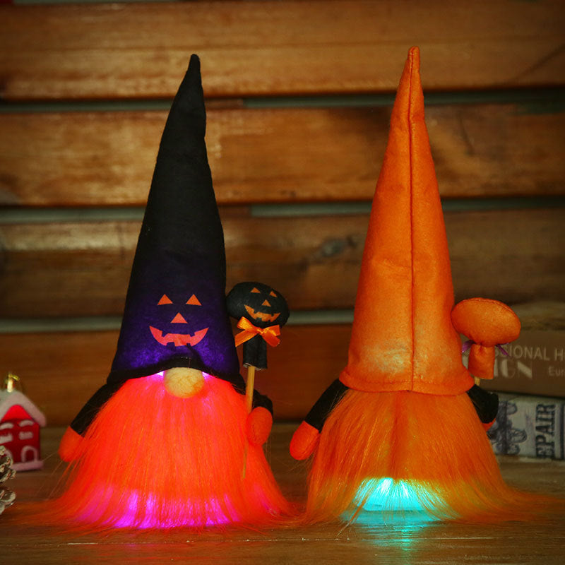 light-Up Jack-o'-Lantern Gnome Duo
