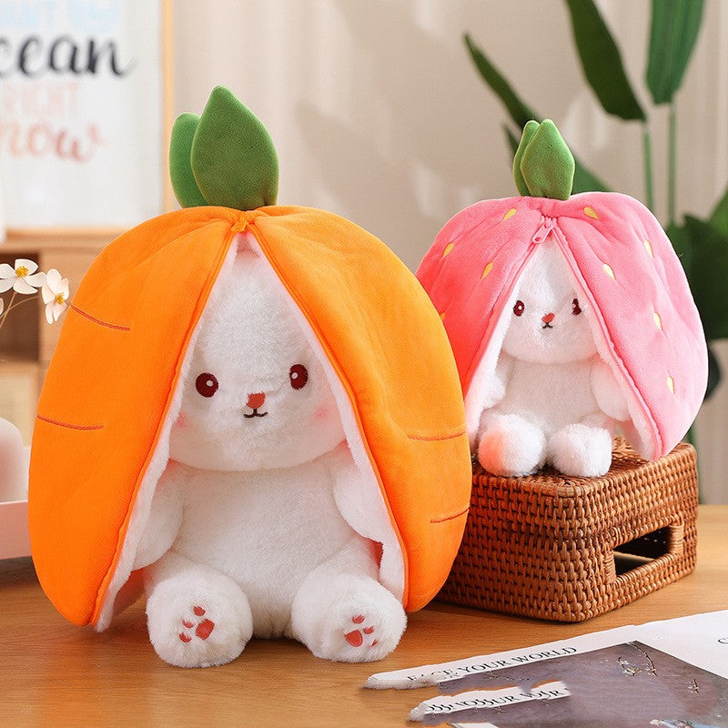 strawberry bunny transformed into little rabbit fruit doll plush toy