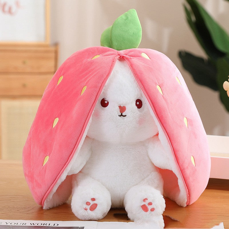 strawberry bunny transformed into little rabbit fruit doll plush toy