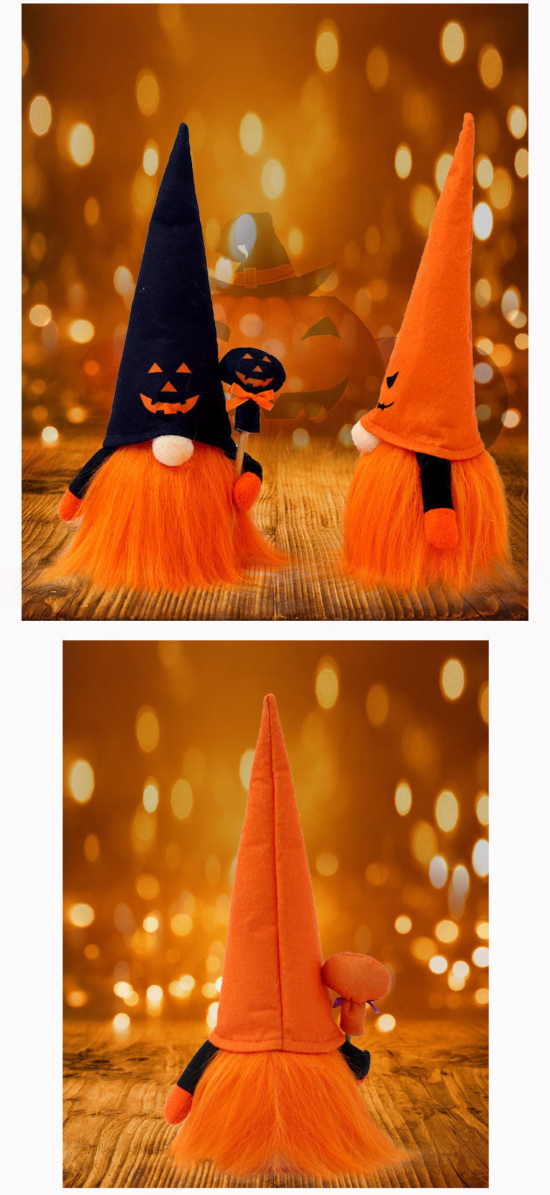 light-Up Jack-o'-Lantern Gnome Duo