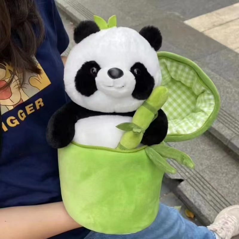Panda Plush Toy with Bamboo Tube - fuzzzz
