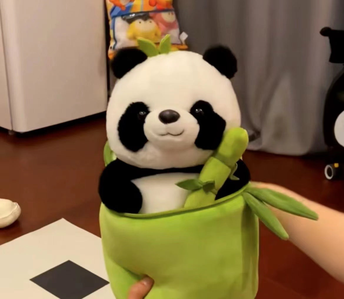 Panda Plush Toy with Bamboo Tube - fuzzzz