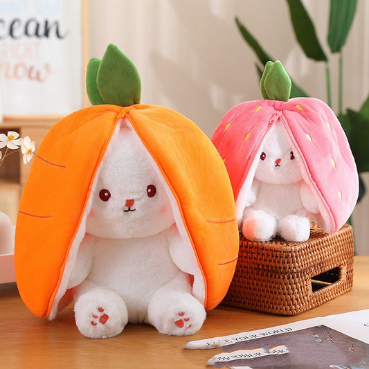 strawberry bunny transformed into little rabbit fruit doll plush toy