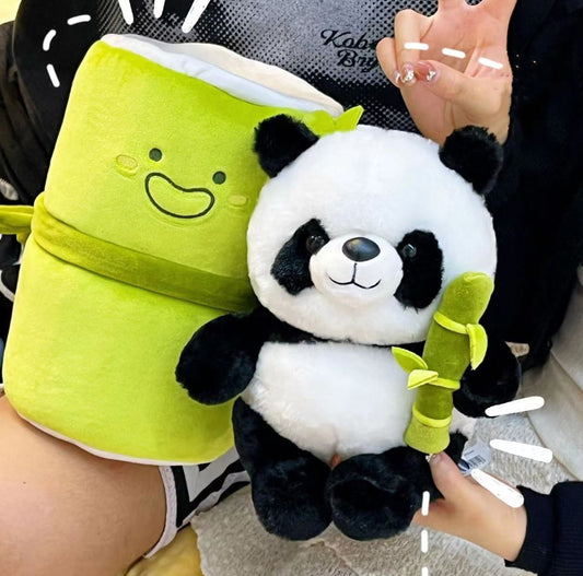 Panda Plush Toy with Bamboo Tube - fuzzzz
