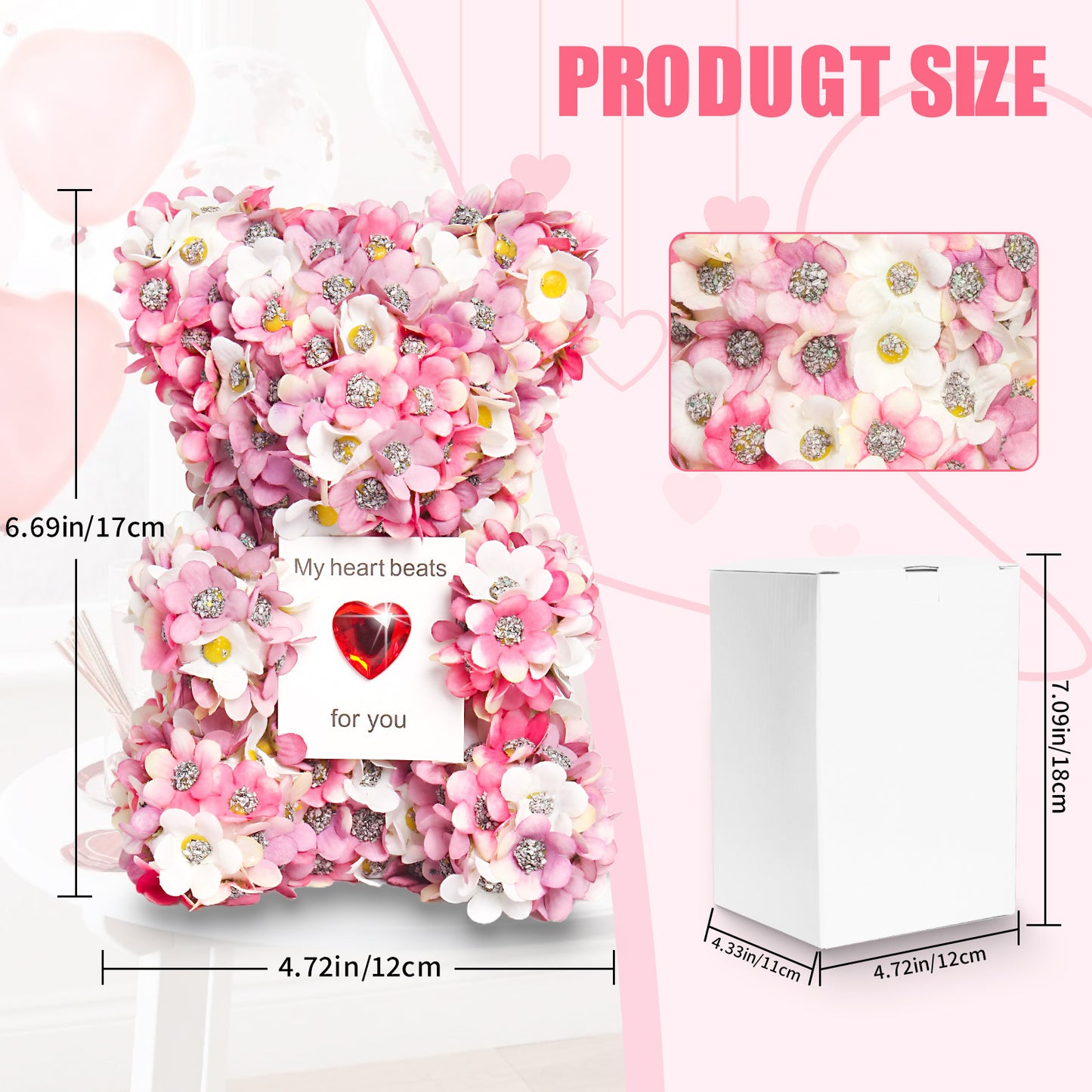 Handmade Pink Flower Teddy Bear - Unique Valentine’s Day Gift
