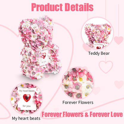 Handmade Pink Flower Teddy Bear - Unique Valentine’s Day Gift