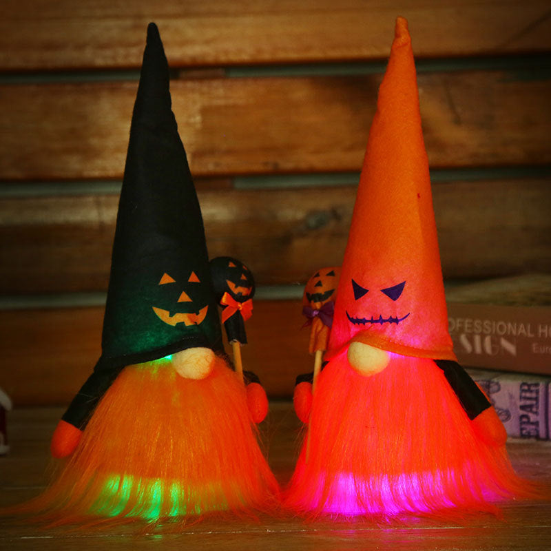 light-Up Jack-o'-Lantern Gnome Duo